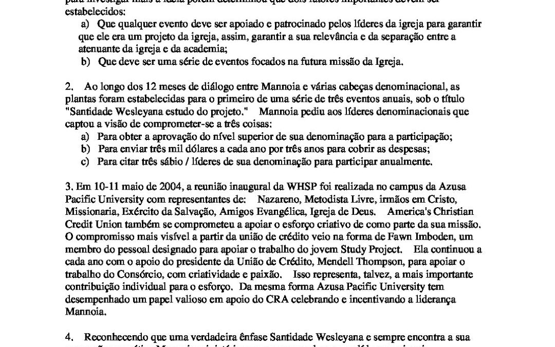 Uma breve história do Consórcio Santidade Wesleyana