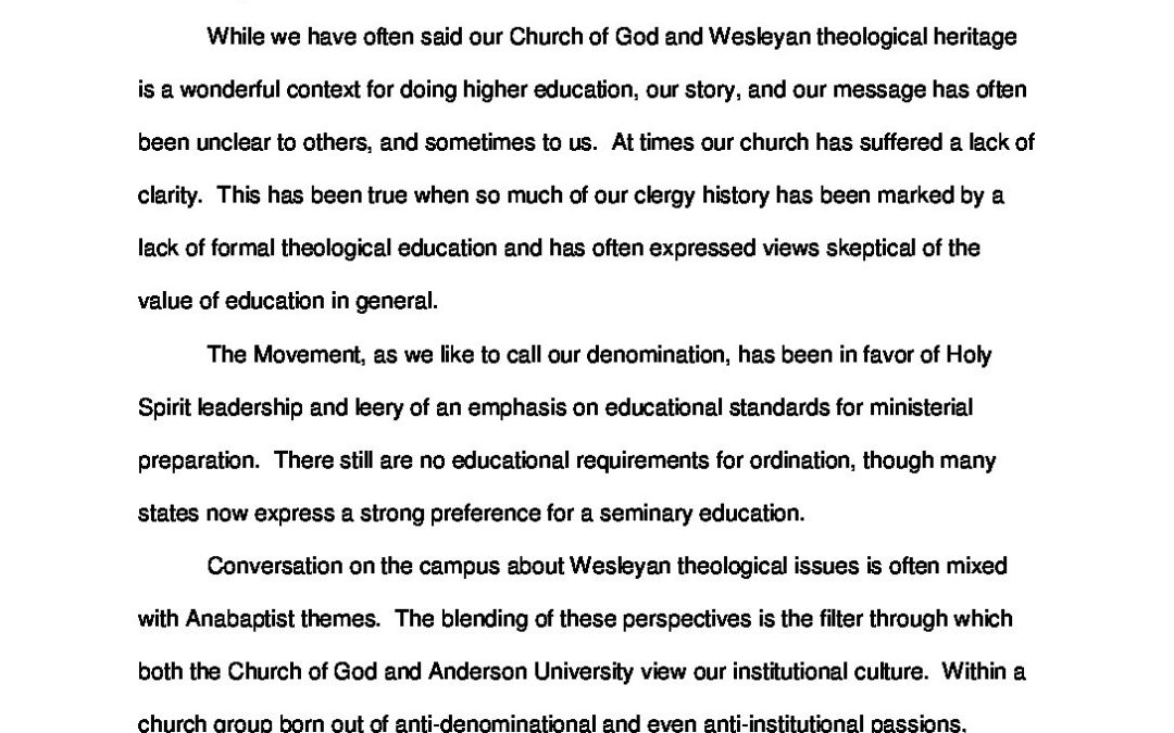 WH Influence on Anderson University – James Edwards